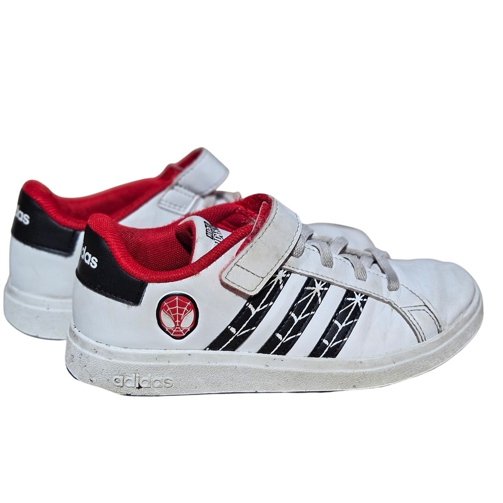 Adidas Marvel‎ Spider-Man Grand Court White Sneakers Kids Size 1 Little Kid